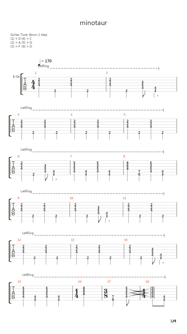 Minotaur The Wrath Of Poseidon吉他谱
