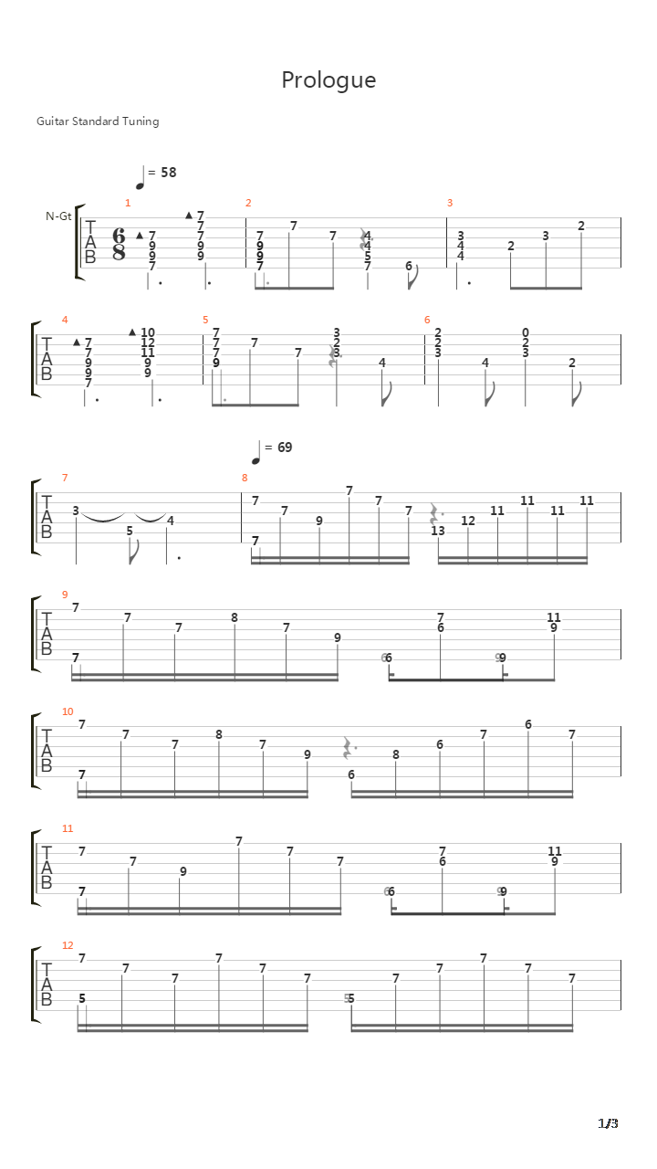 Prologue吉他谱