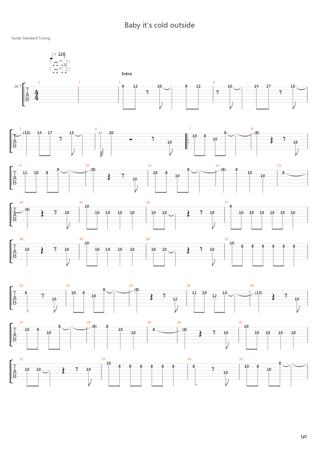 Baby Its Cold Outside吉他谱