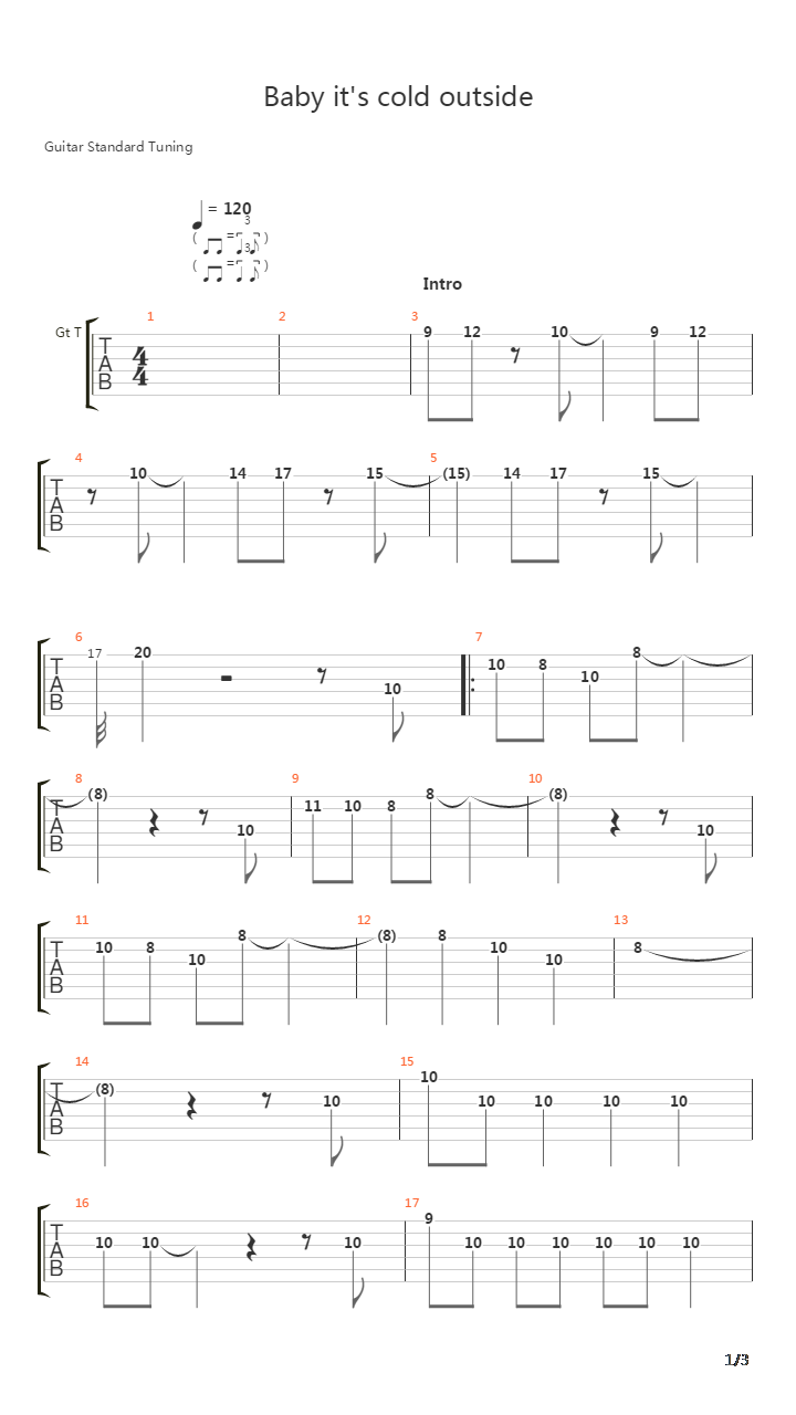 Baby Its Cold Outside吉他谱
