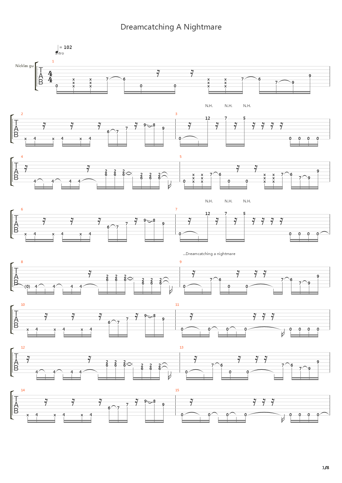 Dreamcatching A Nightmare吉他谱