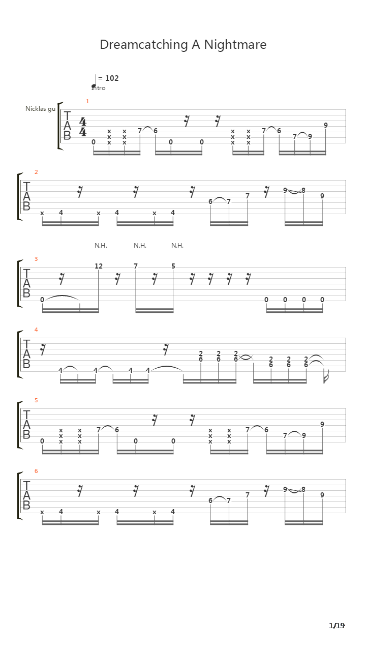 Dreamcatching A Nightmare吉他谱