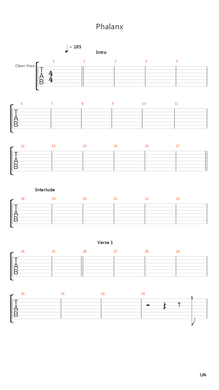 Phalanx吉他谱
