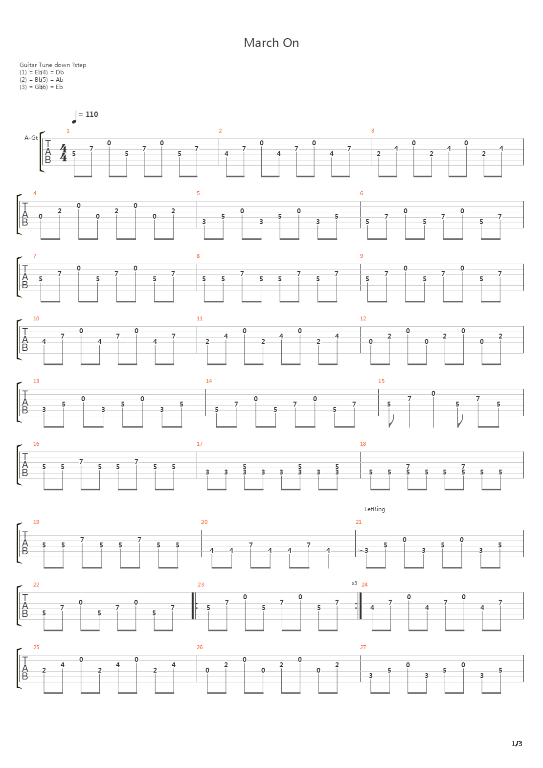 March On吉他谱