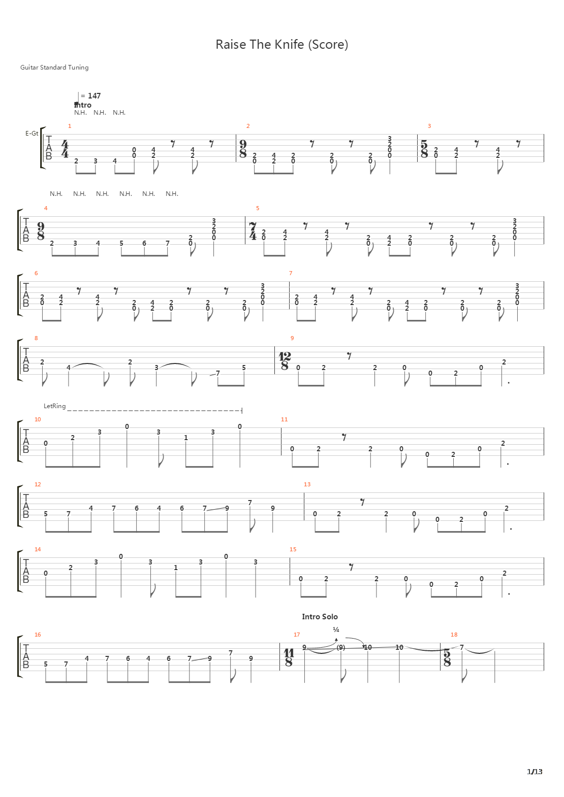 Raise The Knife吉他谱