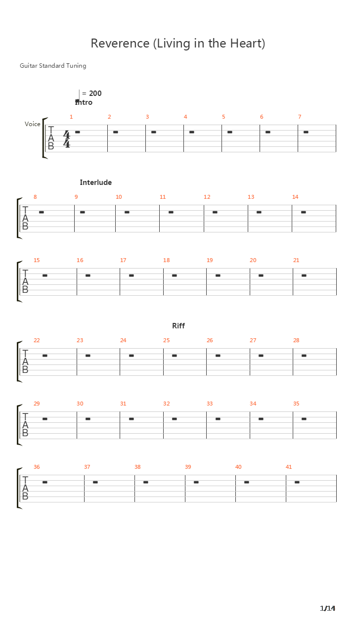 Reverence Living In The Heart吉他谱