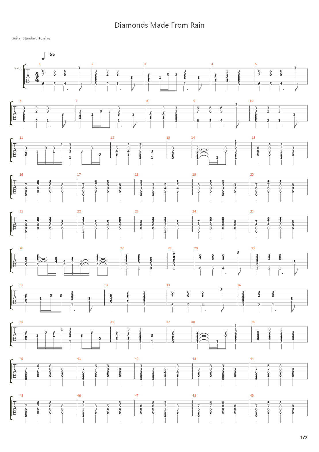 Diamonds Made From Rain吉他谱