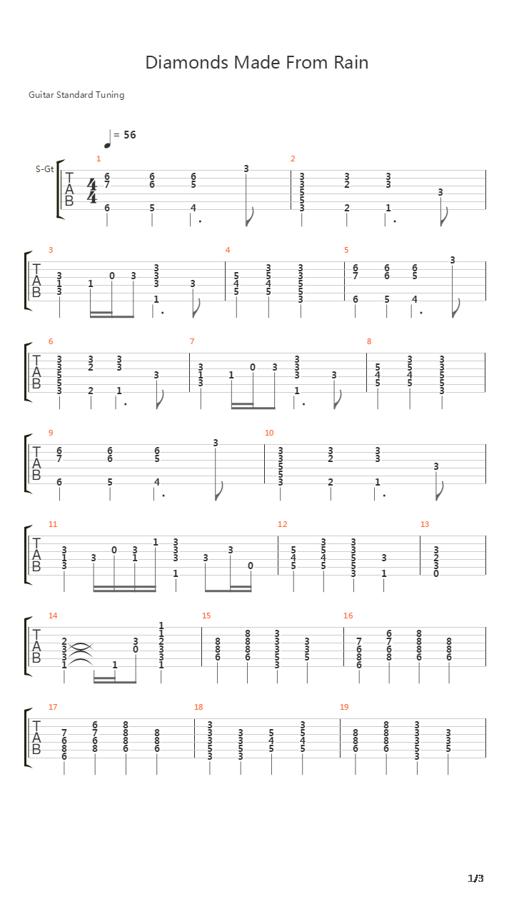 Diamonds Made From Rain吉他谱