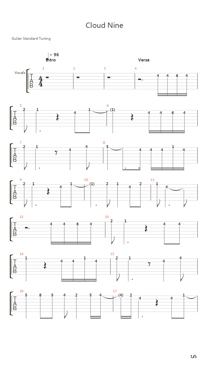 Cloud Nine吉他谱