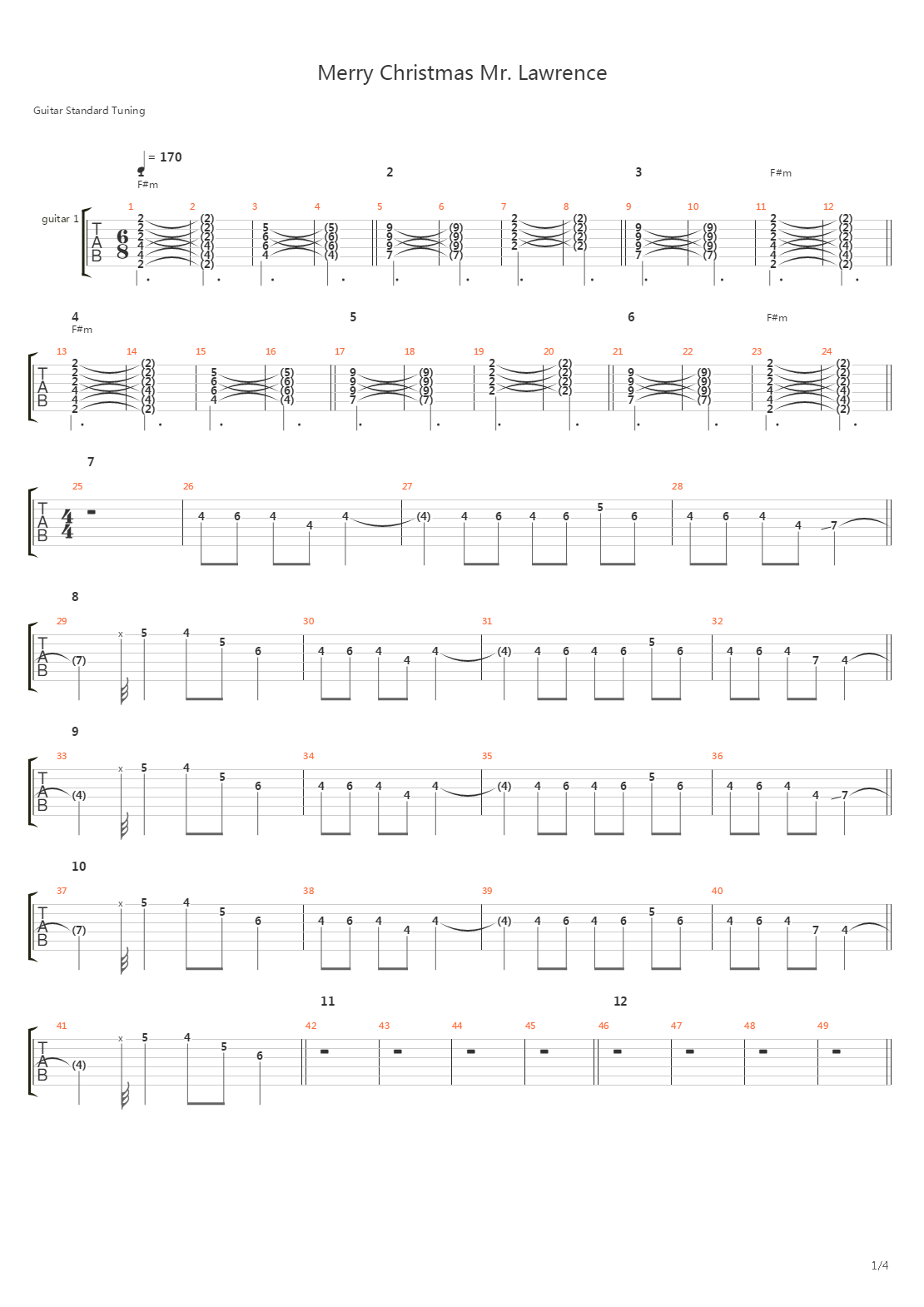 Merry Christmas Mr Lawrence吉他谱