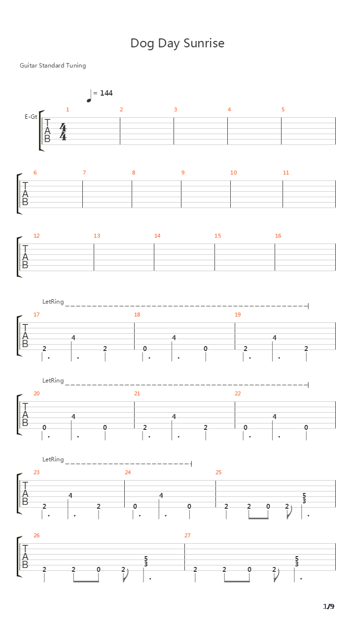 Dog Day Sunrise吉他谱