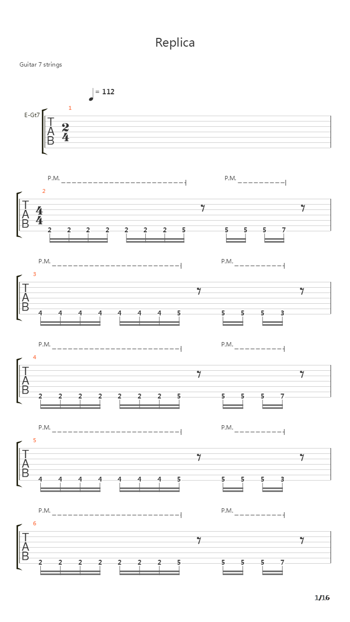 Replica吉他谱