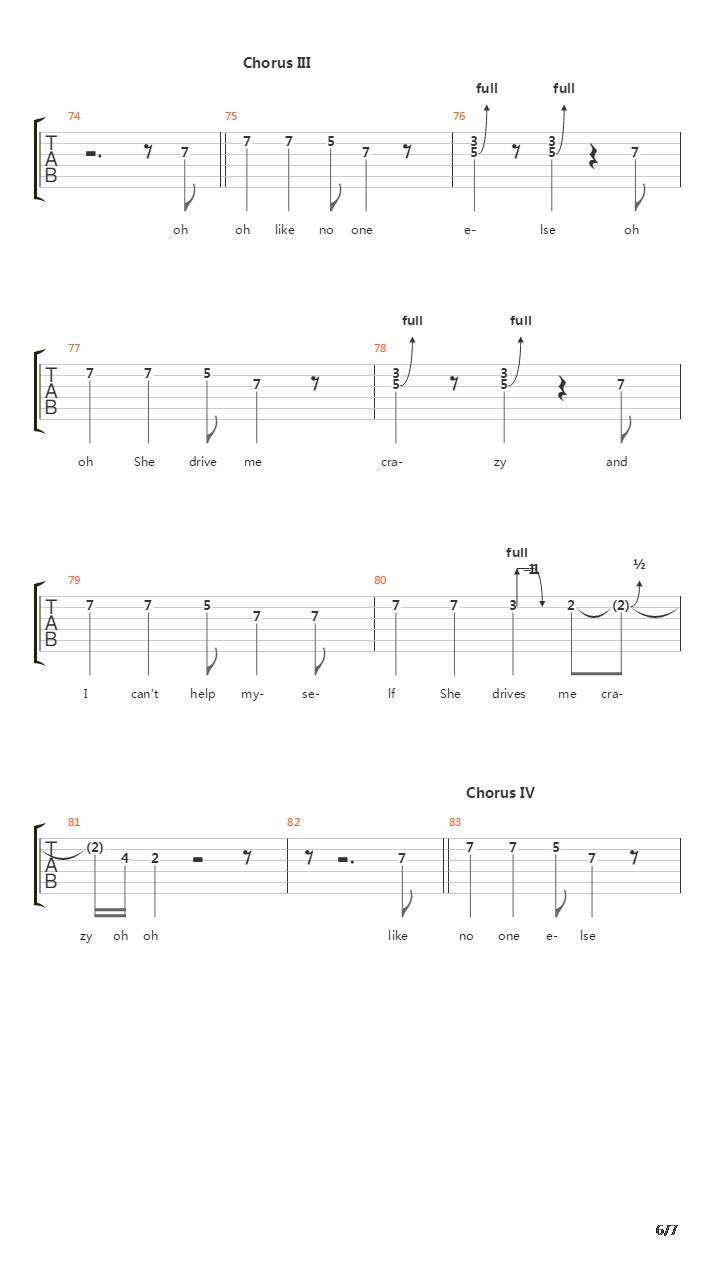 She Drives Me Crazy吉他谱