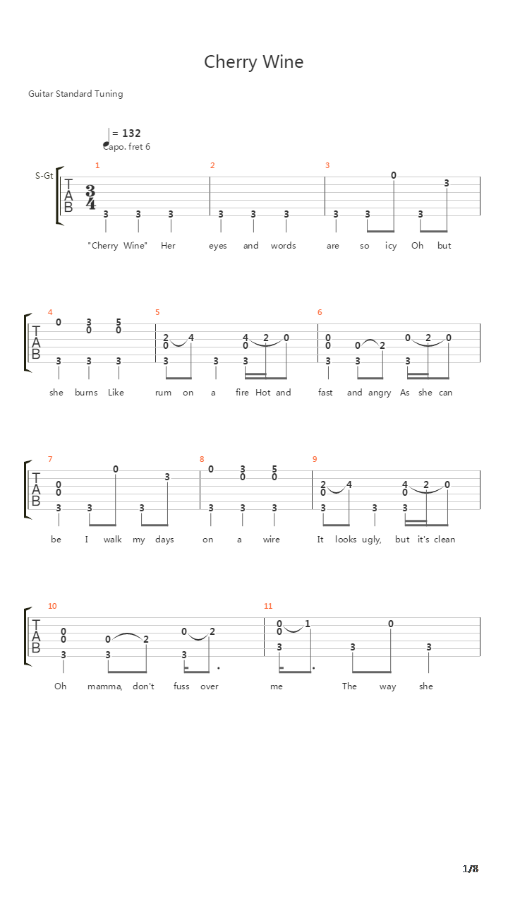 Cherry Wine吉他谱