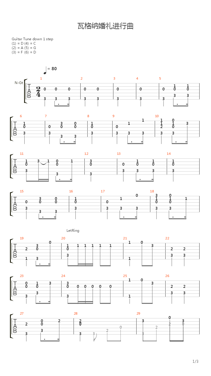 Wedding March(婚礼进行曲)吉他谱