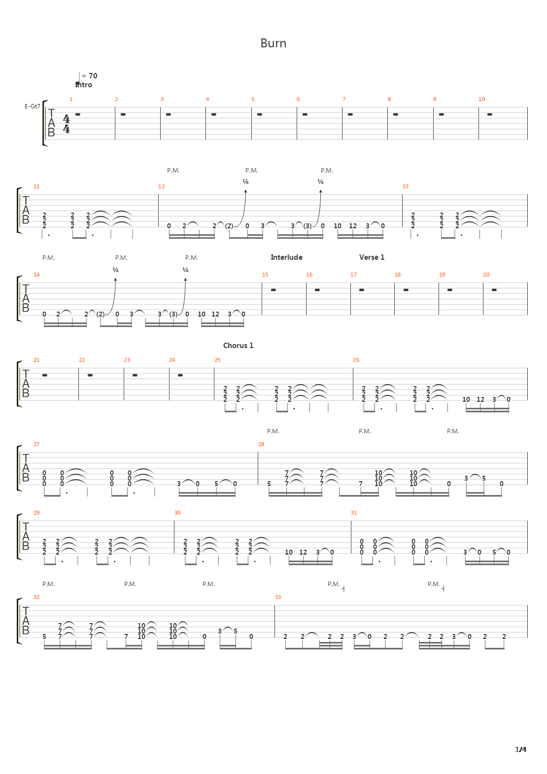 Burn吉他谱