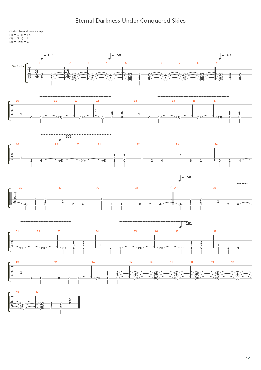 Eternal Darkness Under Conquered Skies吉他谱
