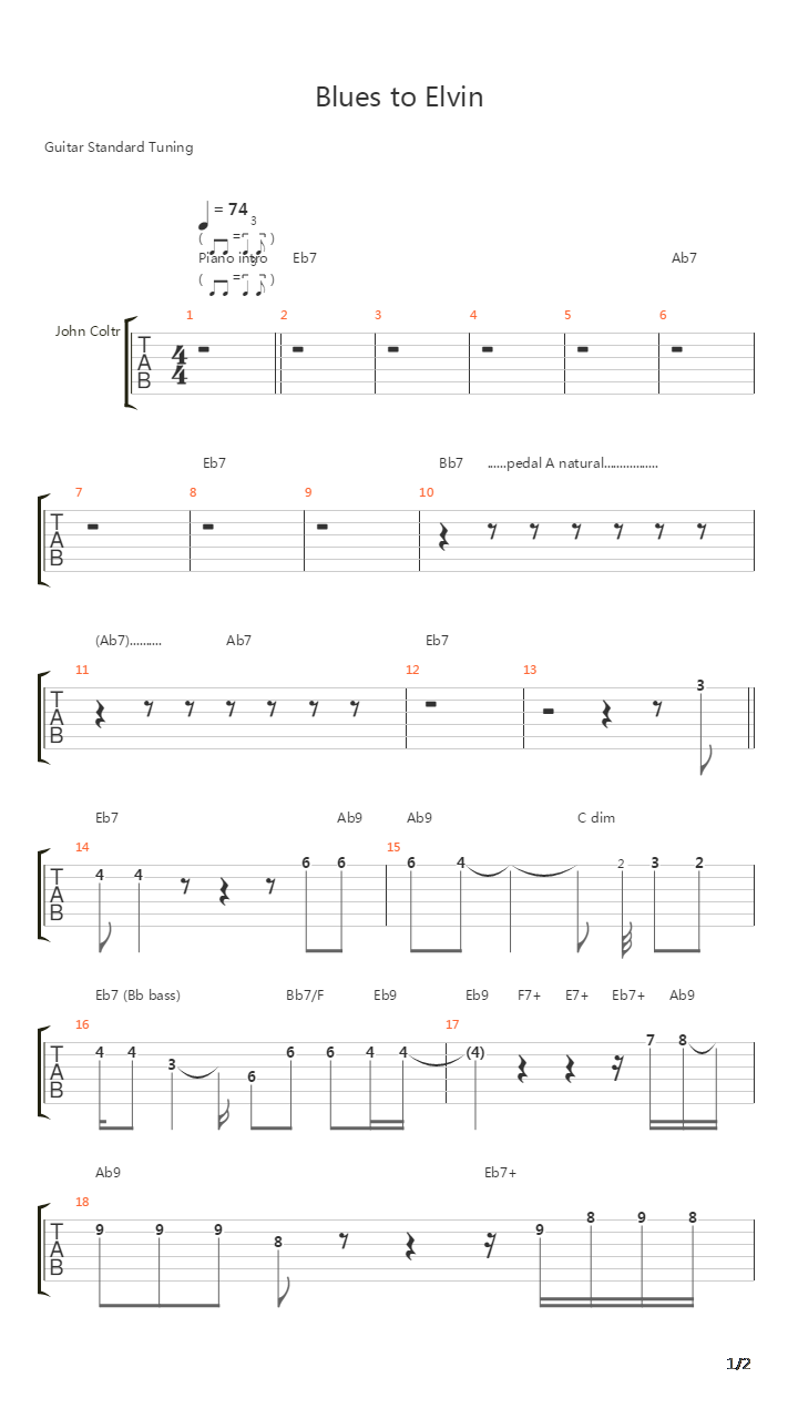 Blues To Elvin吉他谱