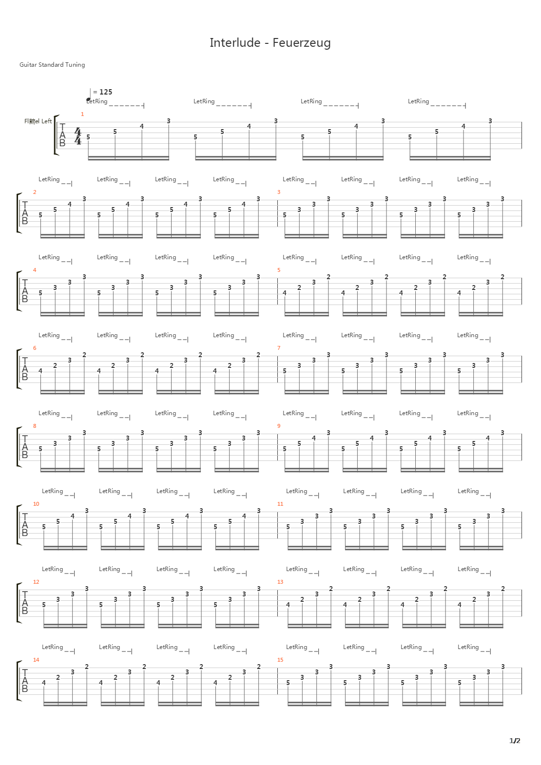 Feuerzeug Part I吉他谱