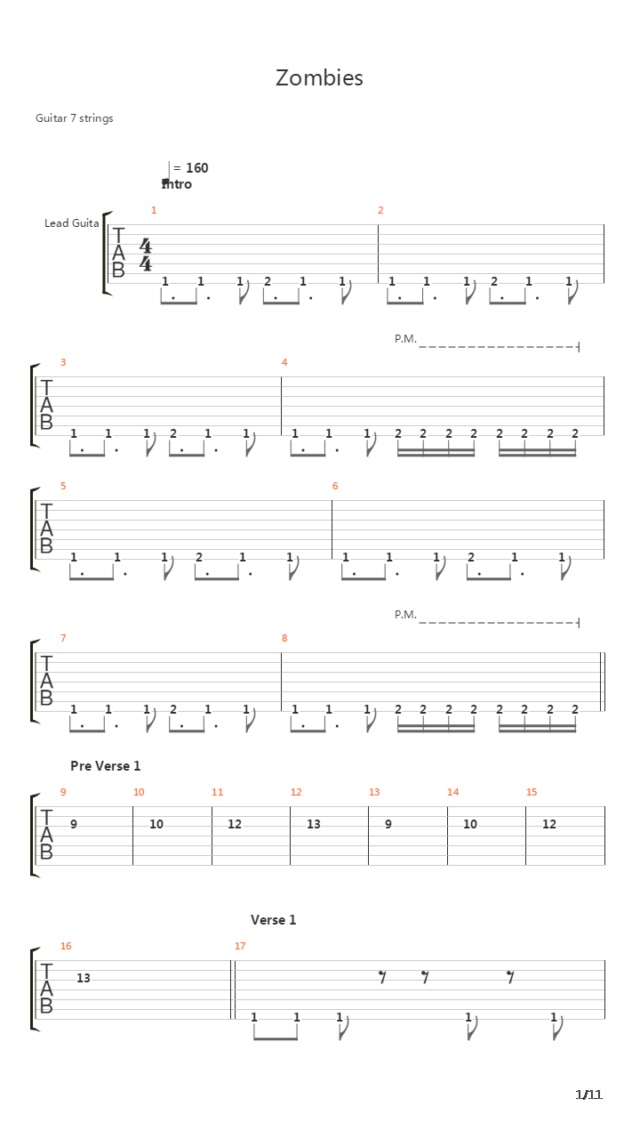 Zombies吉他谱
