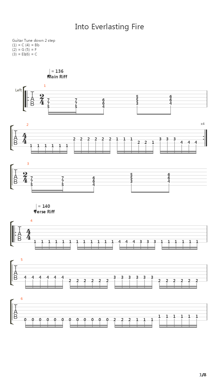 Into Everlasting Fire吉他谱