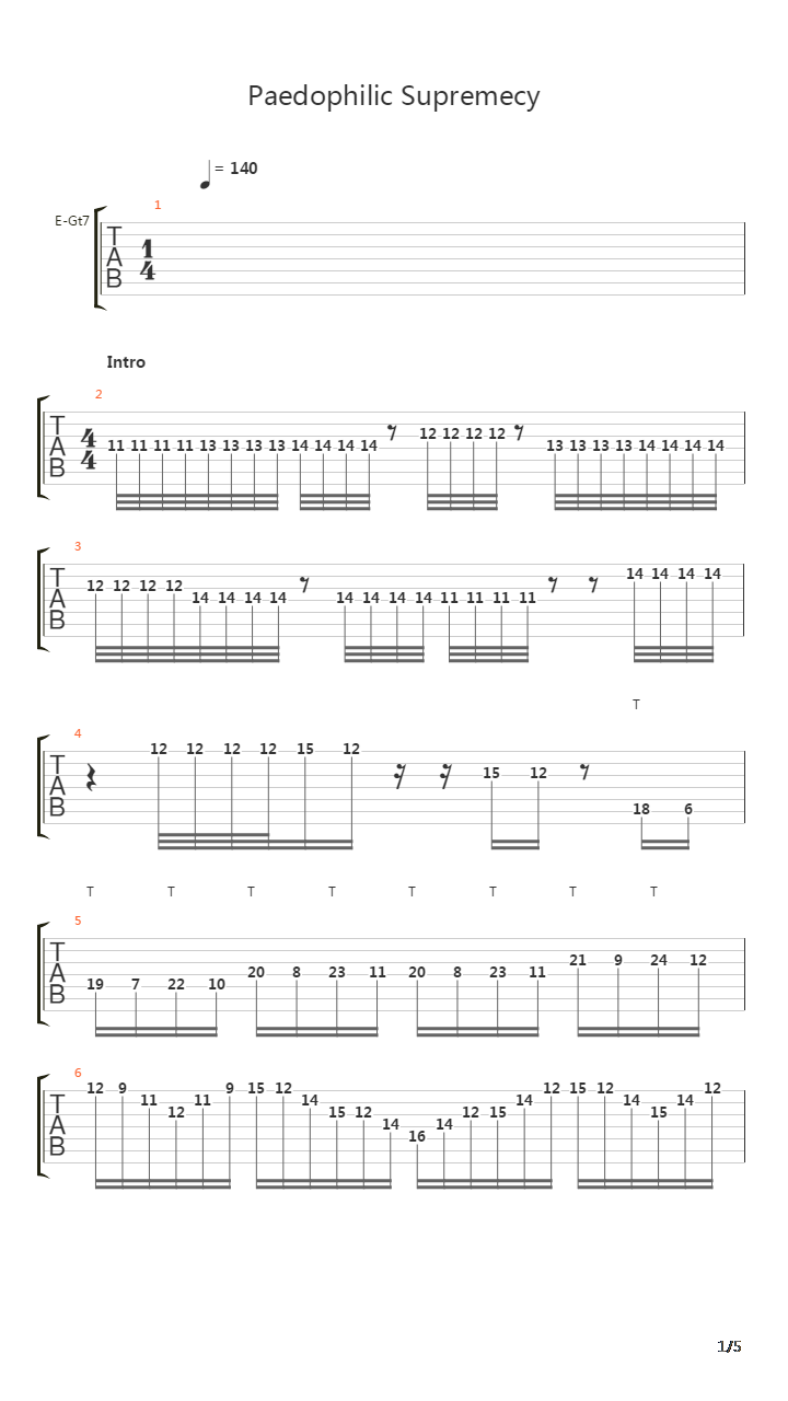 Paedophilic Supremecy吉他谱