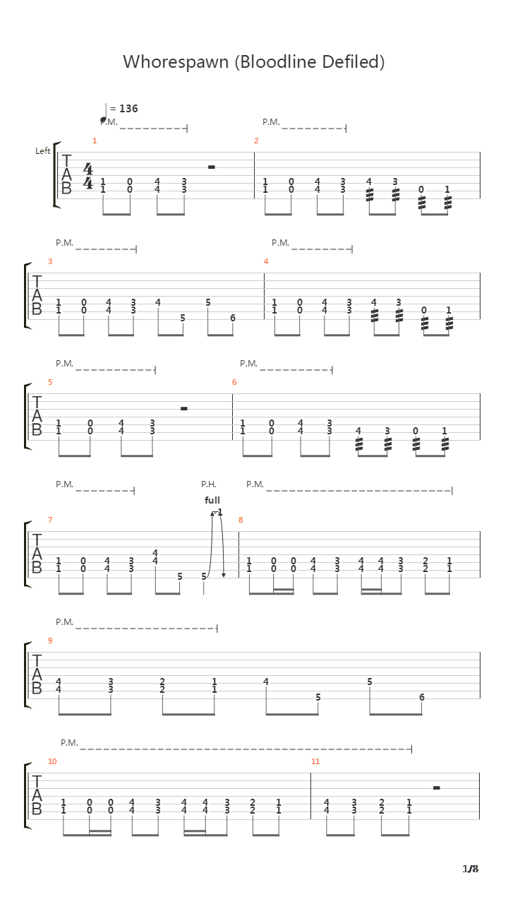 Whorespawn Bloodline Defiled吉他谱