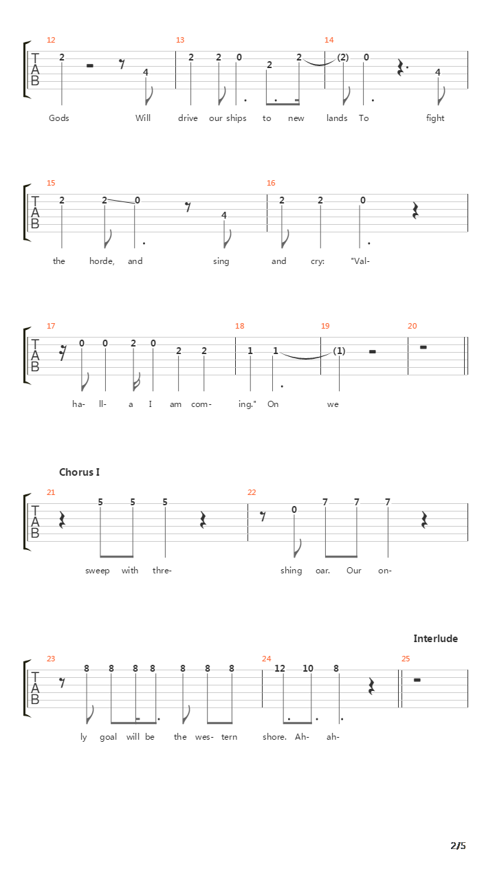 Immigrant Song吉他谱