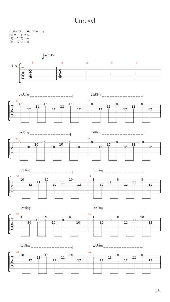Unravel(东京食尸鬼)吉他谱