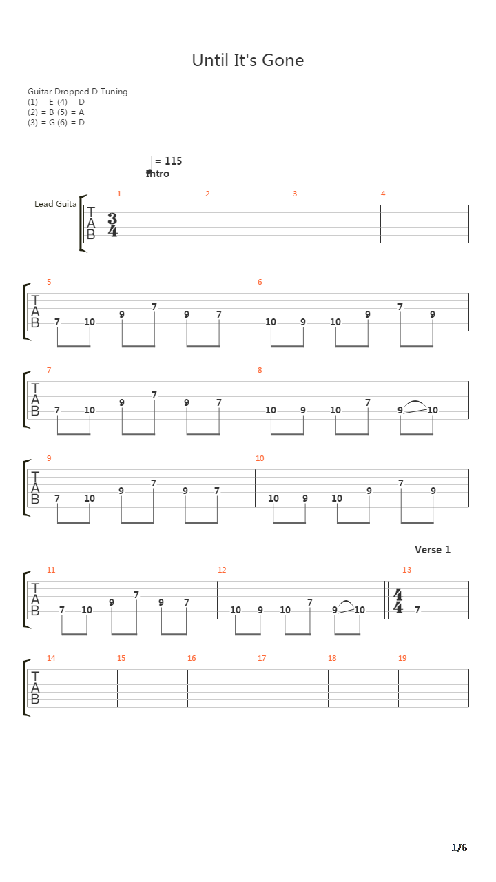Until Its Gone吉他谱