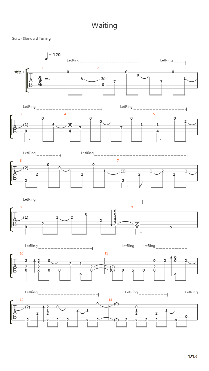 Waiting吉他谱