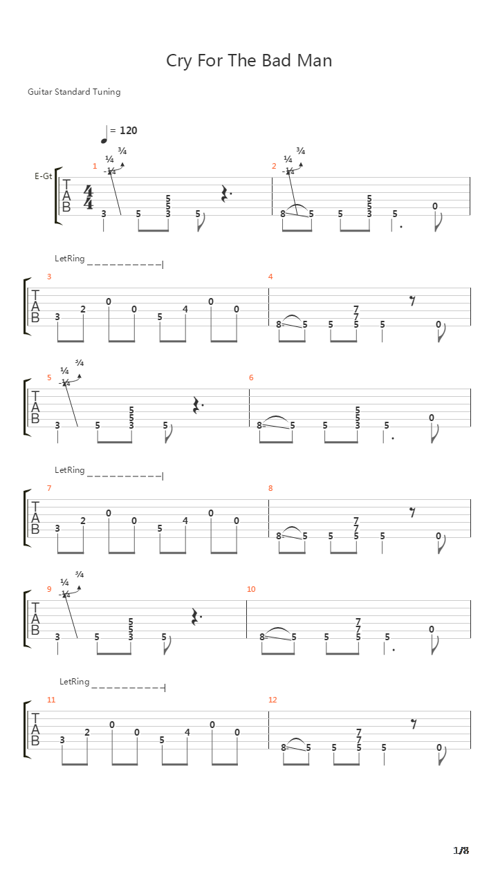 Cry For The Bad Man吉他谱