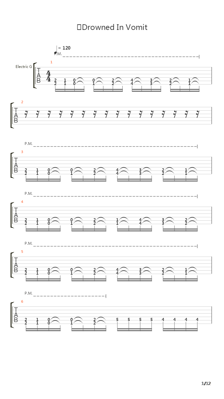 Drowned In Vomit吉他谱
