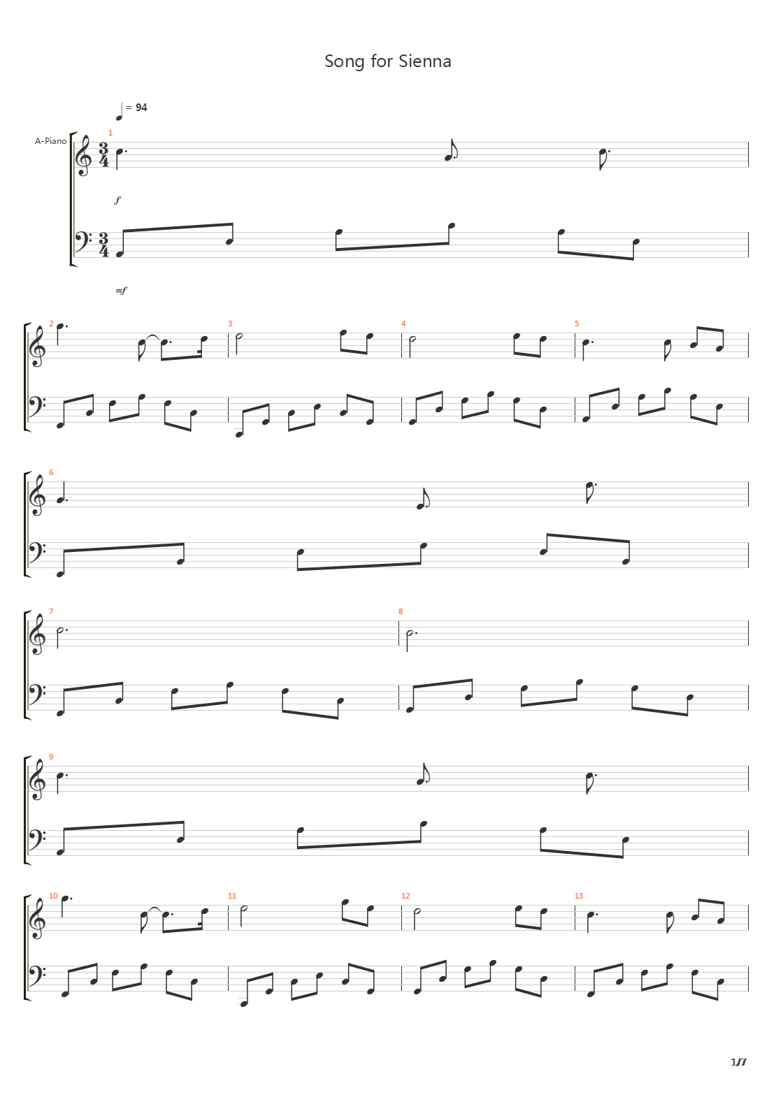 Song For Sienna吉他谱