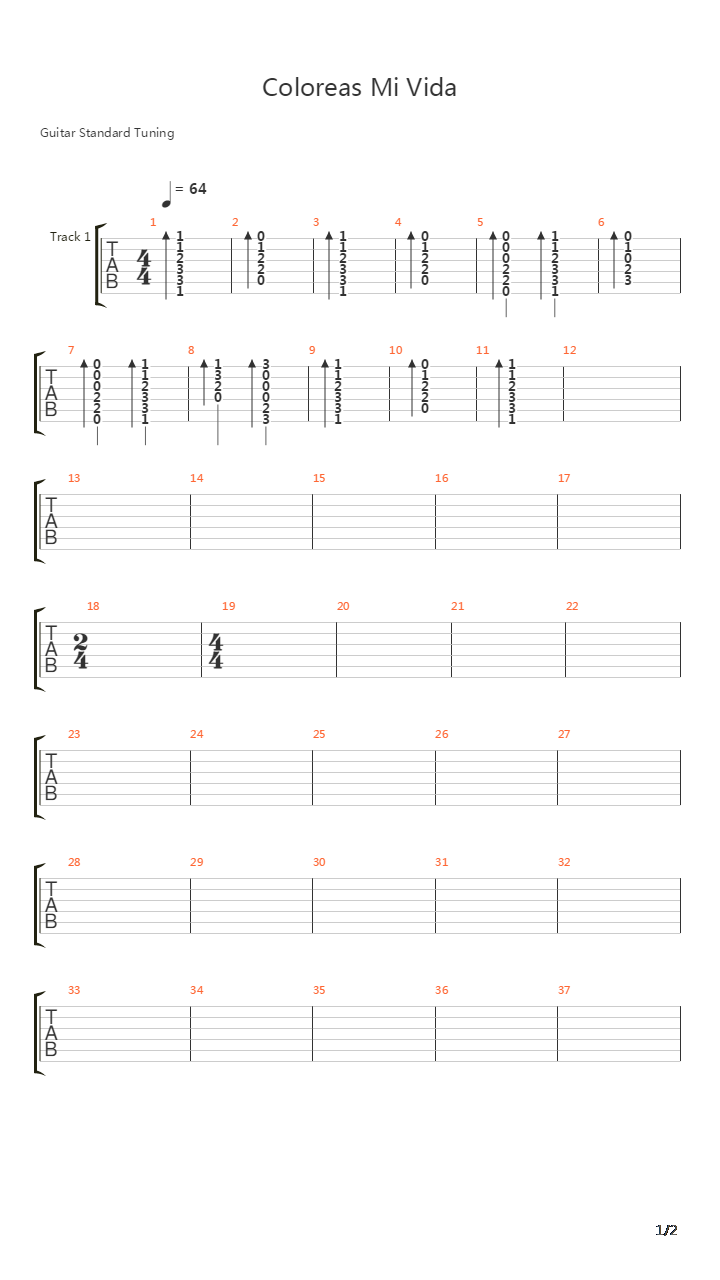 Coloreas Mi Vida吉他谱