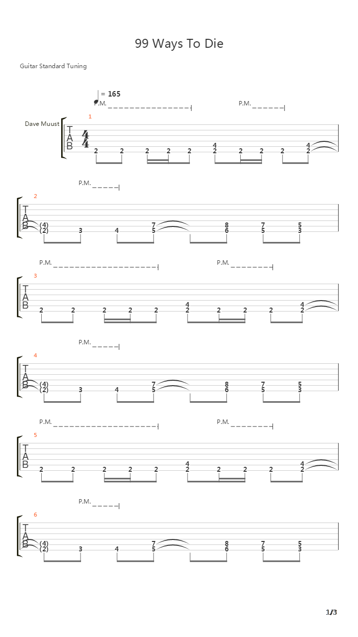 99 Ways To Die吉他谱