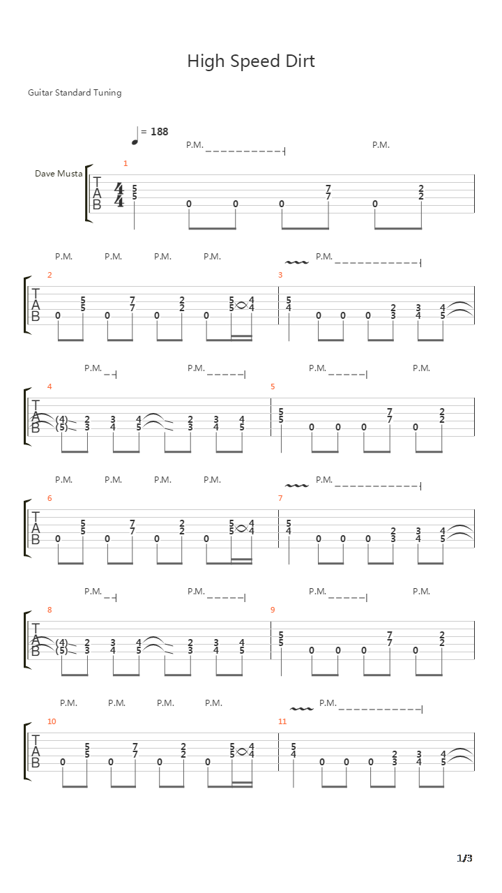 High Speed Dirt吉他谱