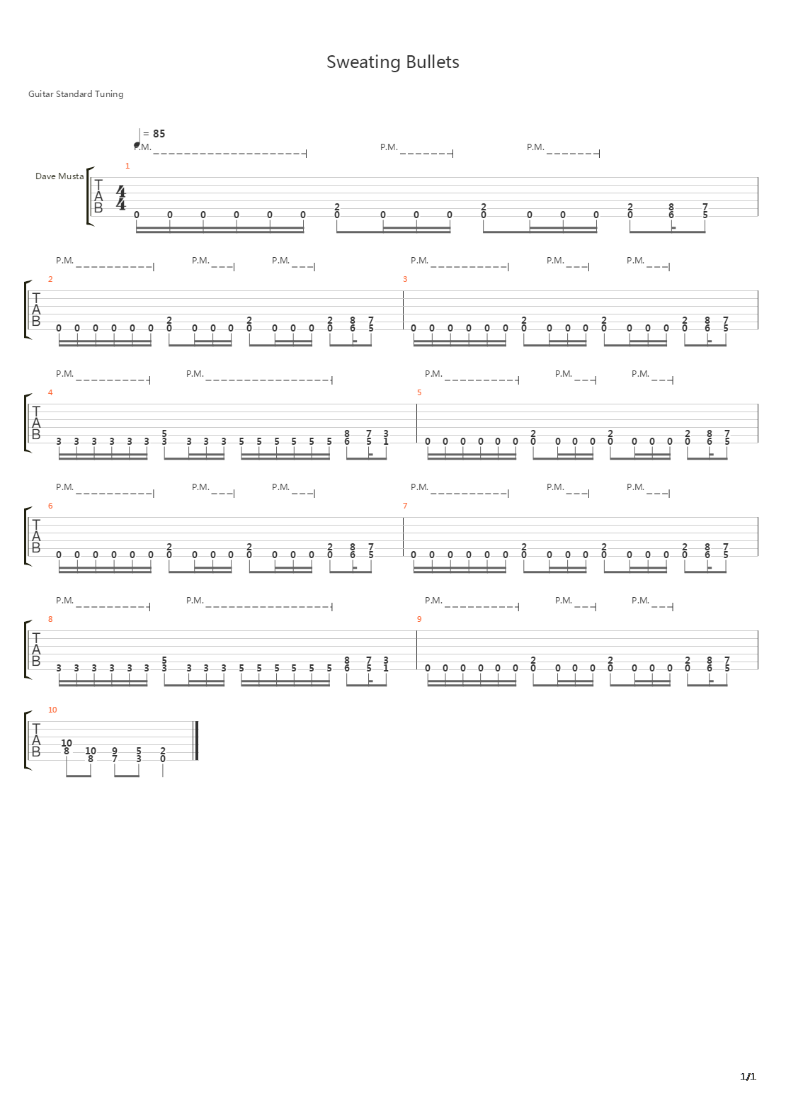 Sweating Bullets吉他谱