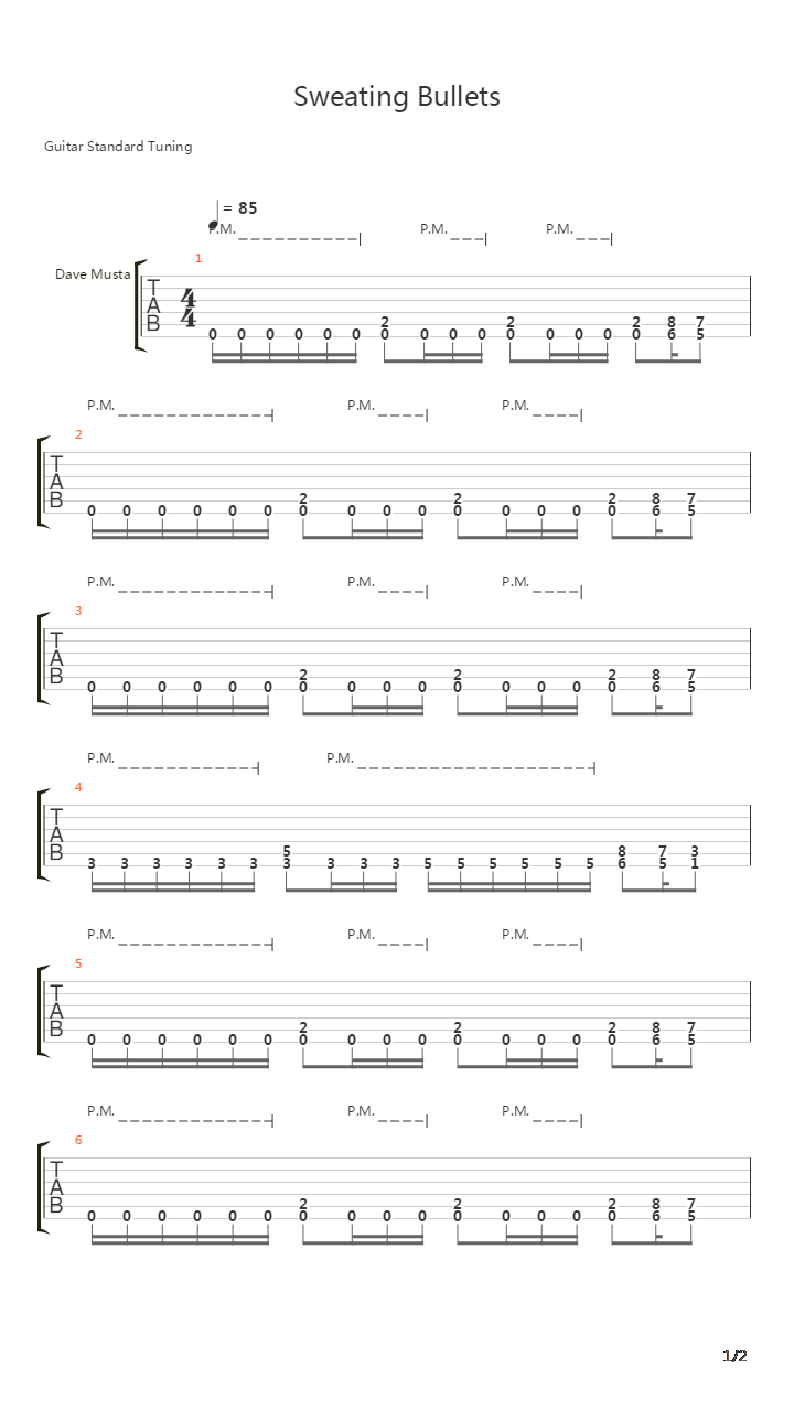 Sweating Bullets吉他谱