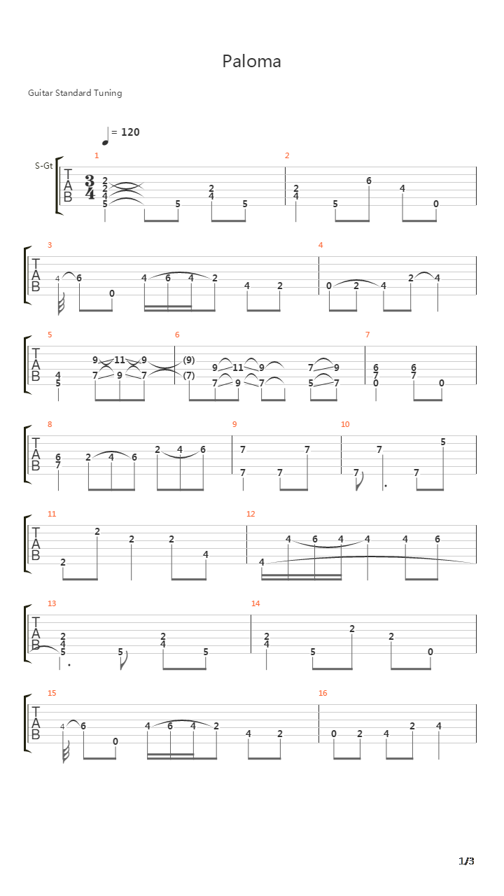 Paloma吉他谱