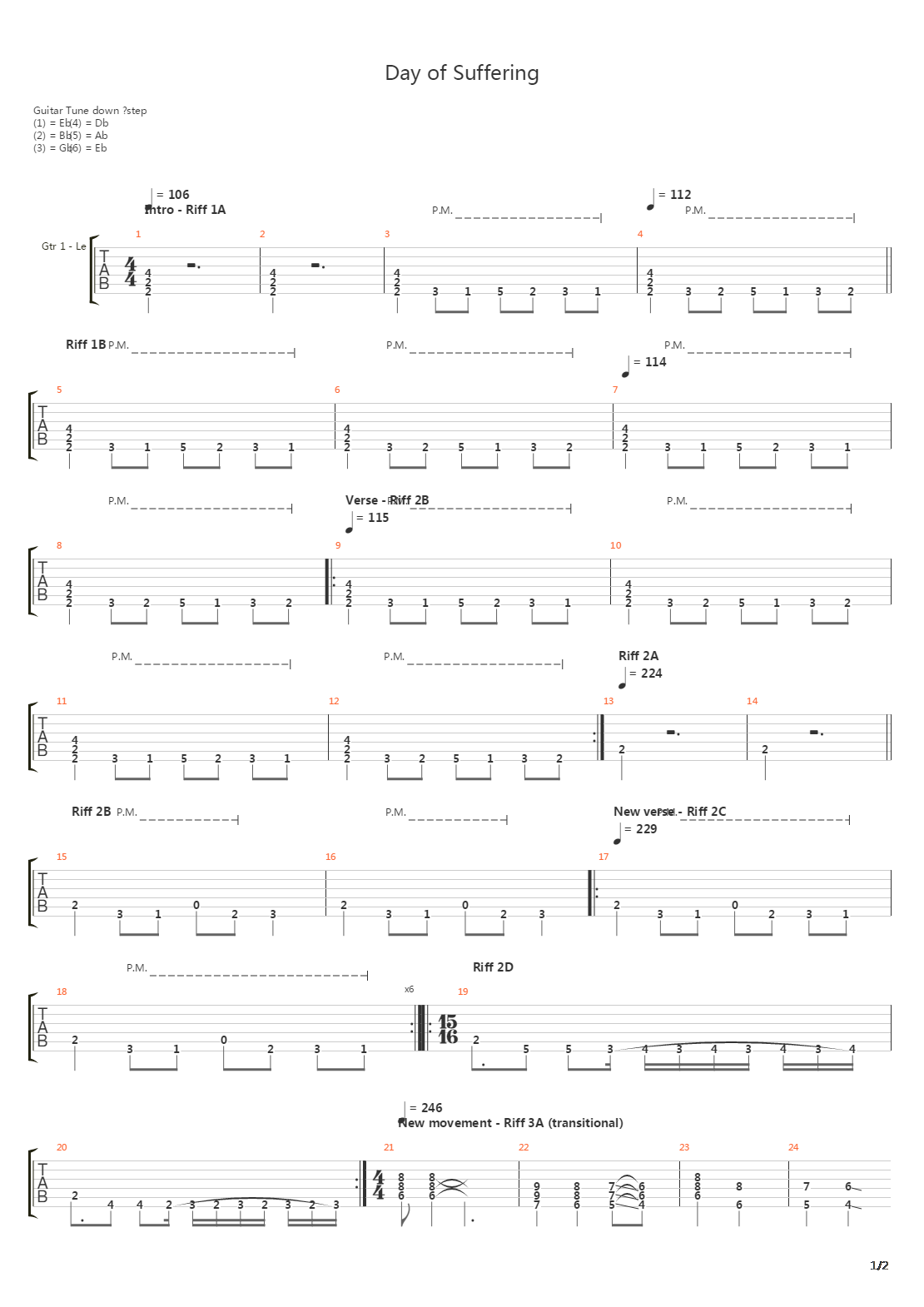 Day Of Suffering吉他谱