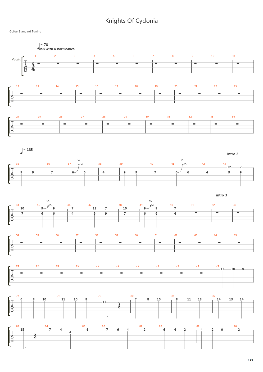 Knights Of Cydonia吉他谱