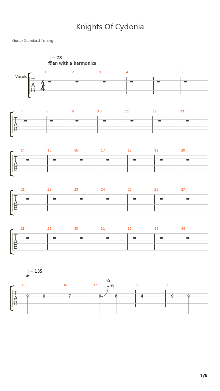 Knights Of Cydonia吉他谱