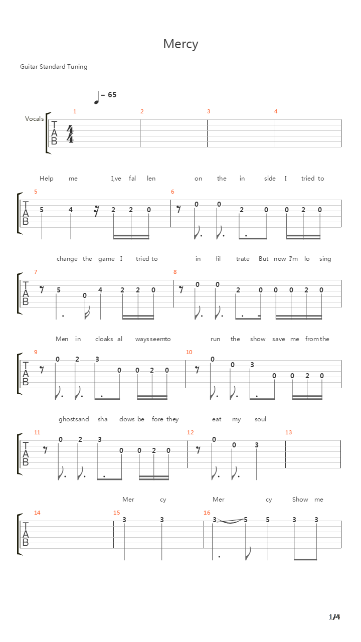 Mercy吉他谱