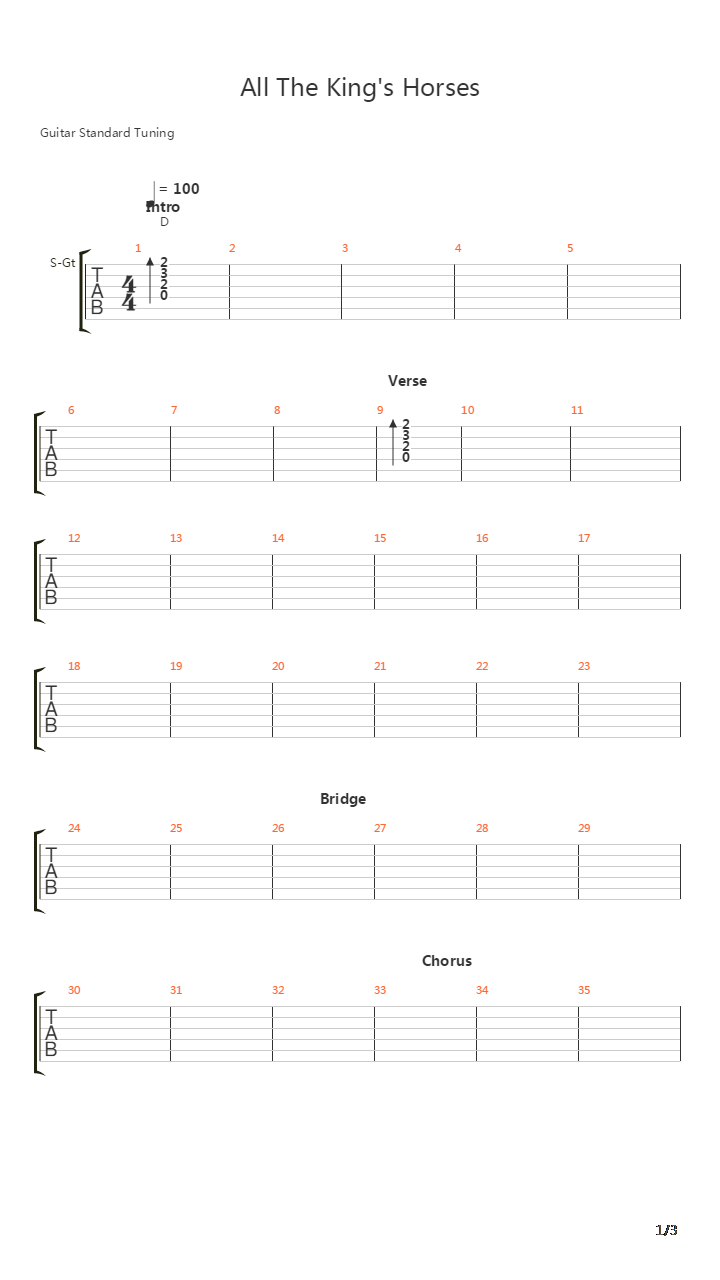 All The Kings Horses吉他谱