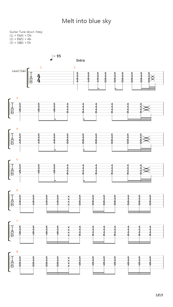 Melt Into Blue Sky吉他谱