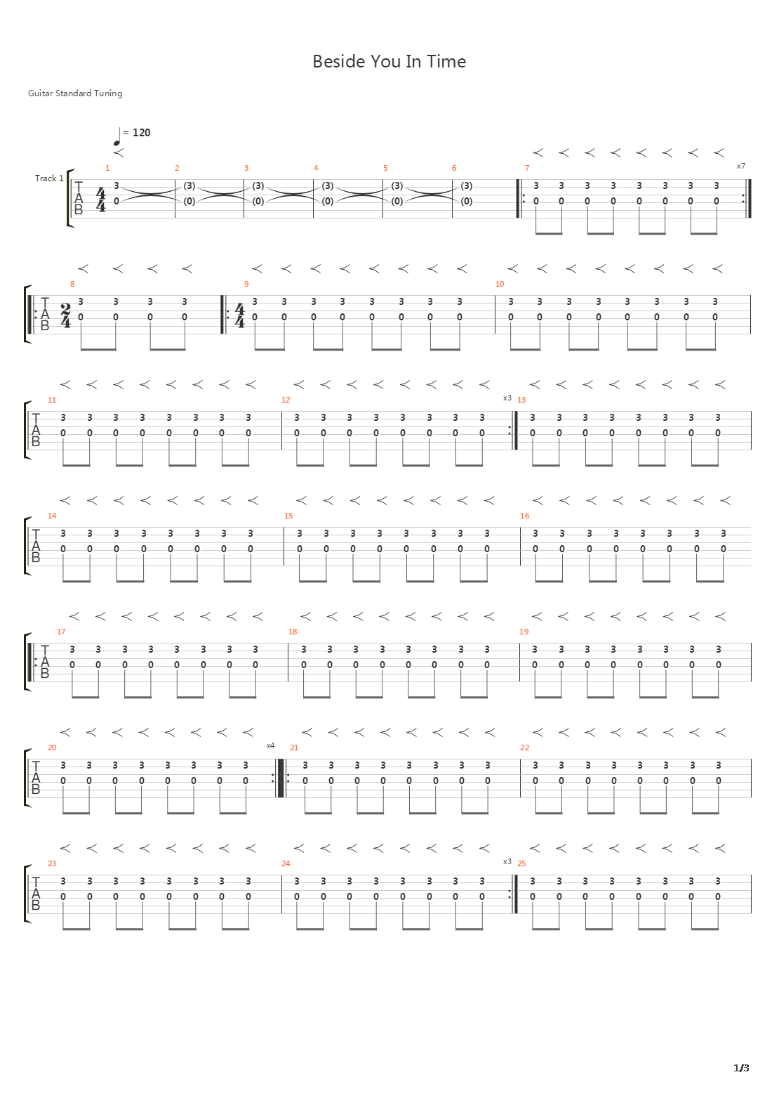 Beside You In Time吉他谱