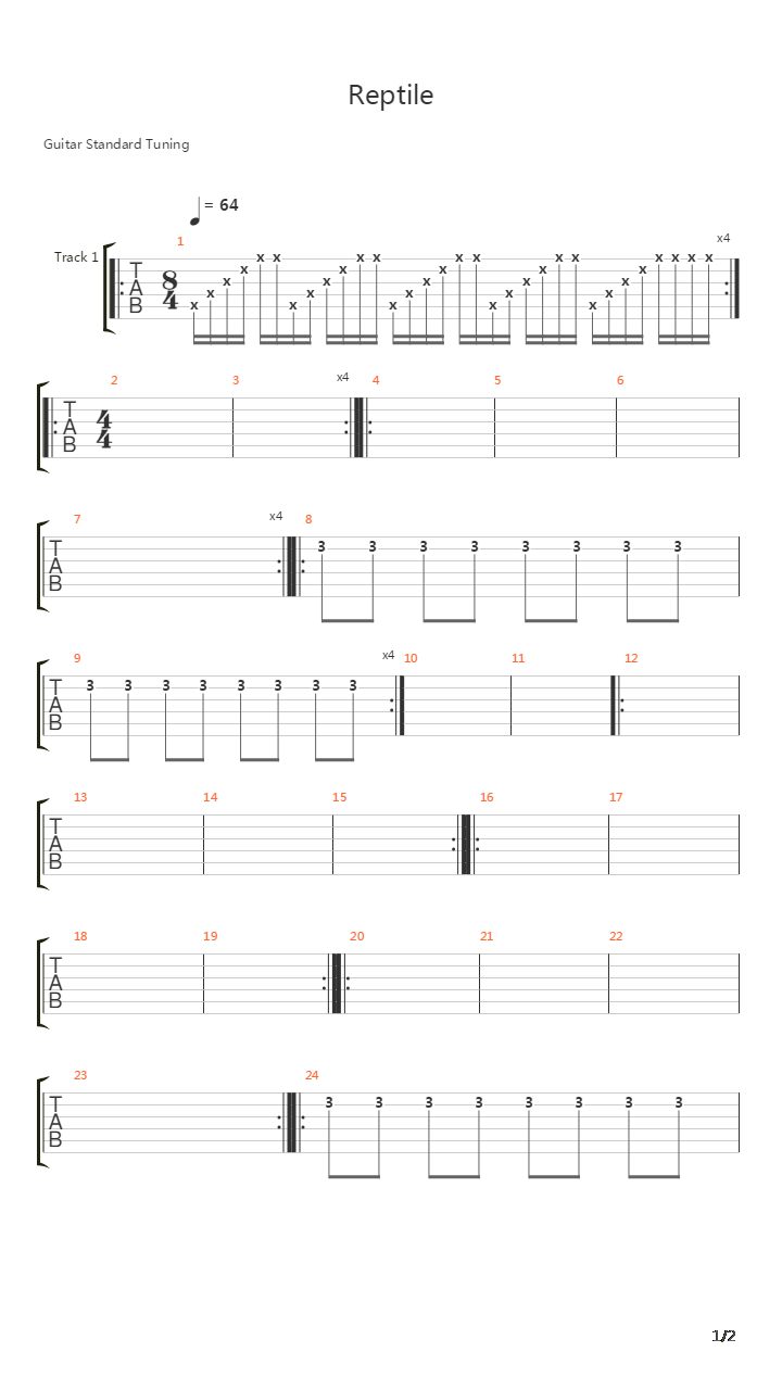 Reptile吉他谱