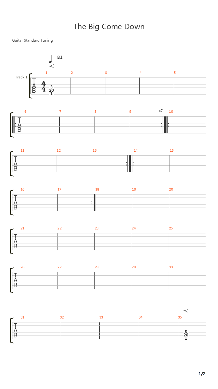 The Big Come Down吉他谱