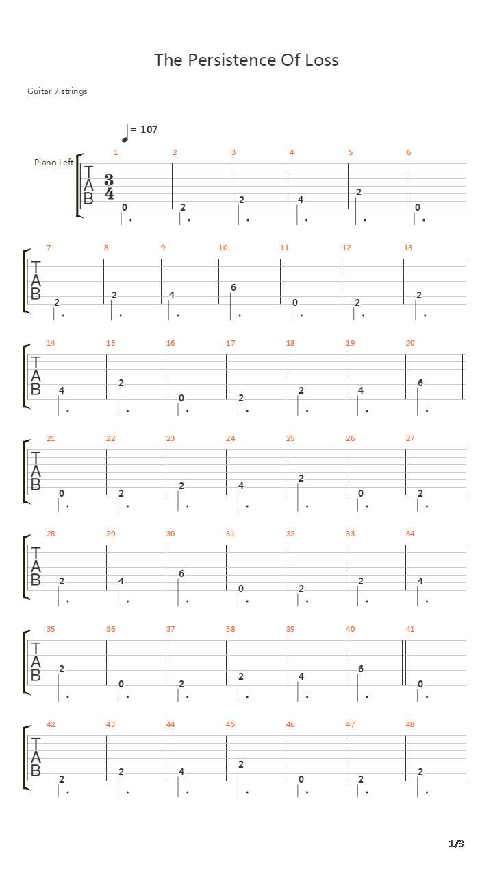The Persistence Of Loss吉他谱